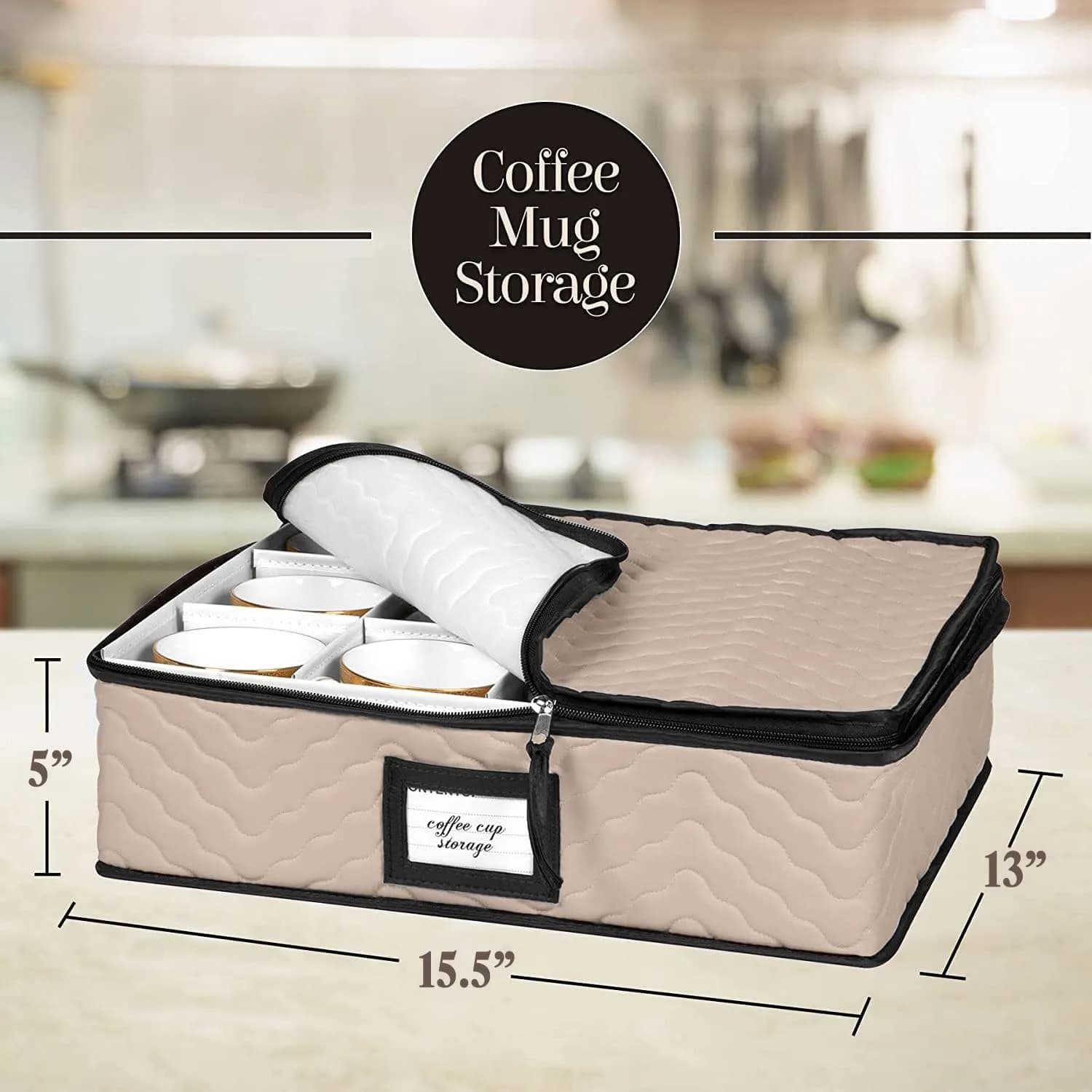 HOLDN’ STORAGE 5-Piece China Storage Container Set for 12 Place Settings | Quilted Microfiber with Dividers - view 5