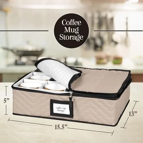 HOLDN’ STORAGE 5-Piece China Storage Container Set for 12 Place Settings | Quilted Microfiber with Dividers thumbnail 5
