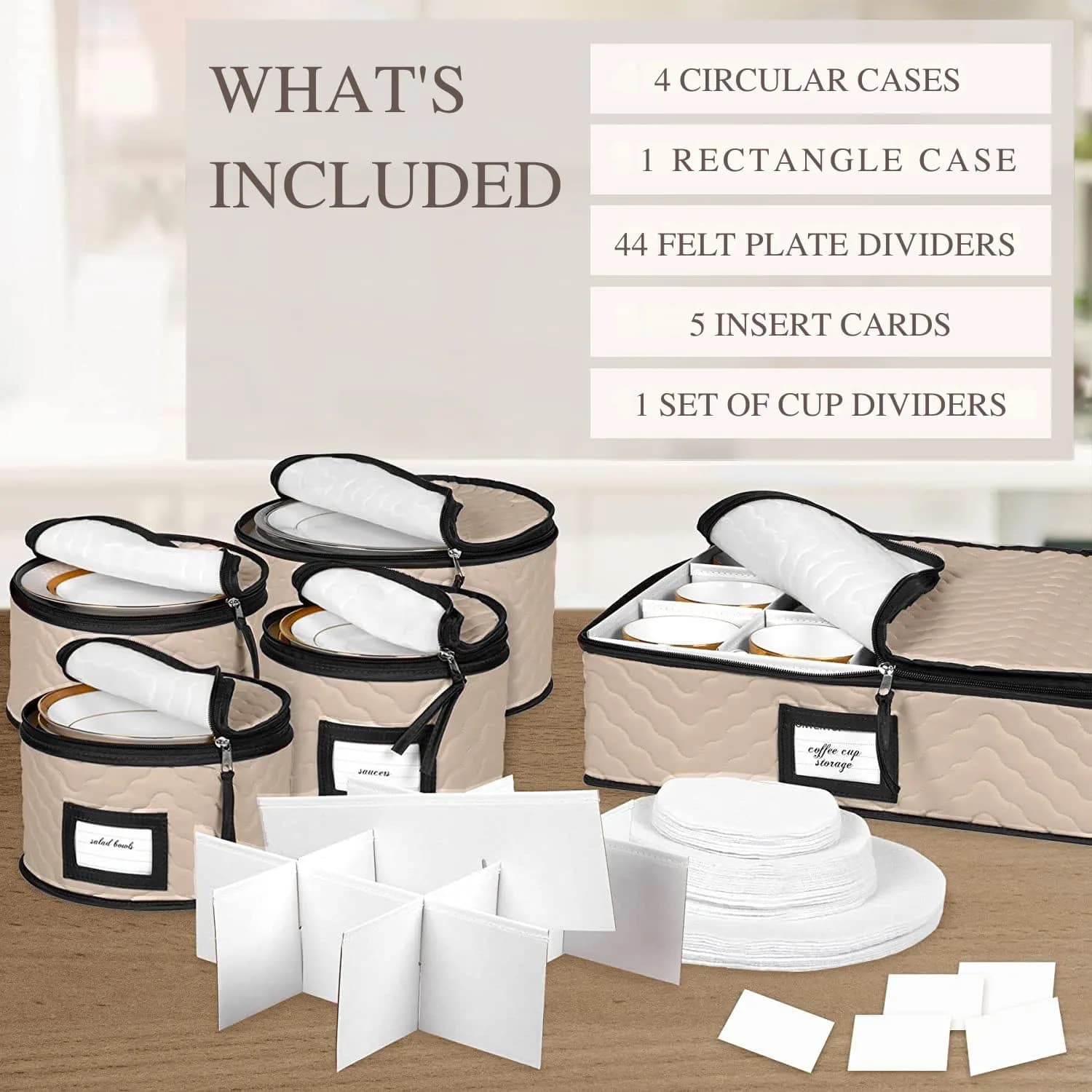 HOLDN’ STORAGE Brown 5-Piece China Storage Set for 12 Place Settings with Dividers - view 3