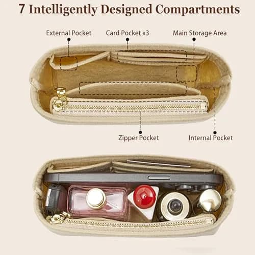 Doxo Felt Purse Organizer Insert Large Beige | Keeps Handbags Shaped & Neat thumbnail 4