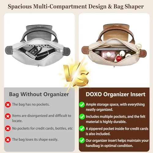 Doxo Felt Purse Organizer Insert Large Beige | Keeps Handbags Shaped & Neat thumbnail 5