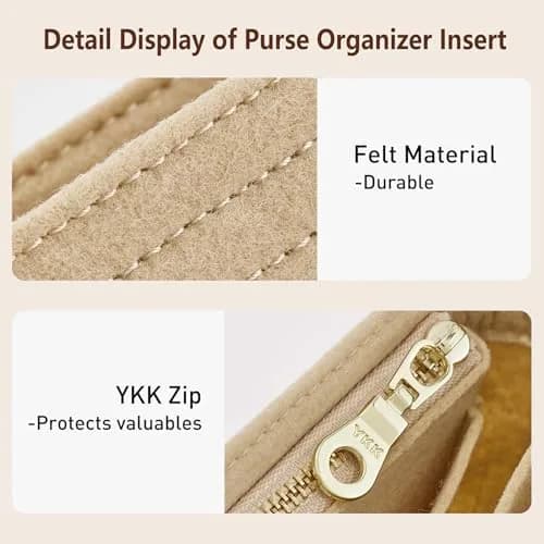 Doxo Felt Purse Organizer Insert Large Beige | Keeps Handbags Shaped & Neat thumbnail 6