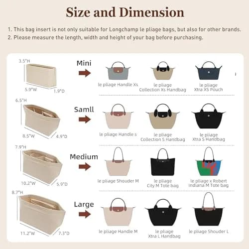 Doxo Felt Purse Organizer Insert Large Beige | Keeps Handbags Shaped & Neat thumbnail 2