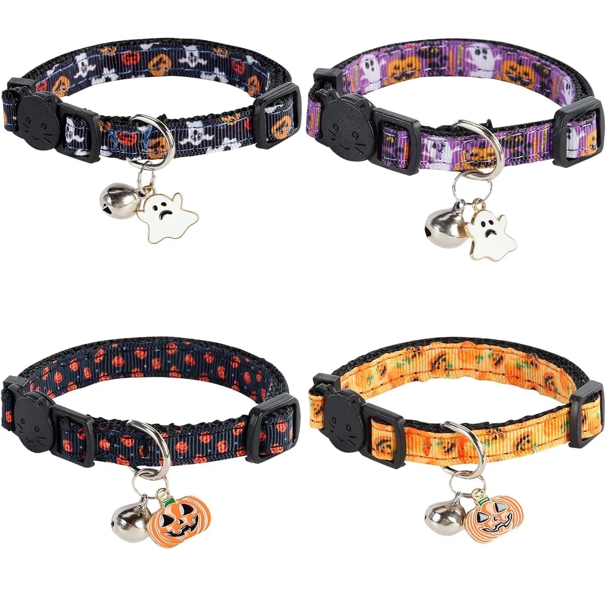 Yizepet Cat Collars with Bells, Breakaway Kitten Collar, Cute Kitty Collar, Pet Supplies Accessories | Adjustable from 7.8-10.2 inches — Halloween