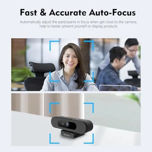 TOALLIN 4K AI Webcam with Auto-Framing & Noise-Canceling Microphones | 92° Wide Angle, 5X Digital Zoom, Auto Light Correction thumbnail 4