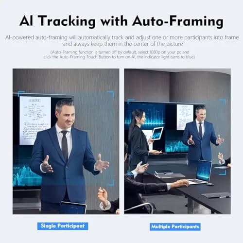 TOALLIN 4K AI Webcam with Auto-Framing & Noise-Canceling Microphones | 92° Wide Angle, 5X Digital Zoom, Auto Light Correction thumbnail 2