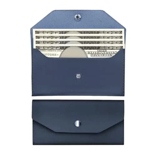Nolcha Cash Envelope Wallet for Women - Reusable PU Leather Budgeting Wallet, Dark-Blue | Compact & Waterproof thumbnail 1