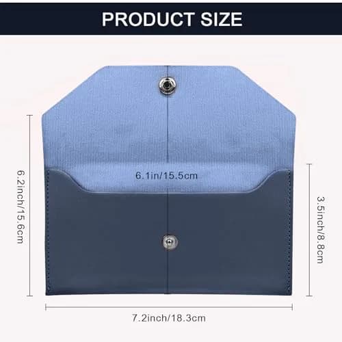 Nolcha Cash Envelope Wallet for Women - Reusable PU Leather Budgeting Wallet, Dark-Blue | Compact & Waterproof thumbnail 2