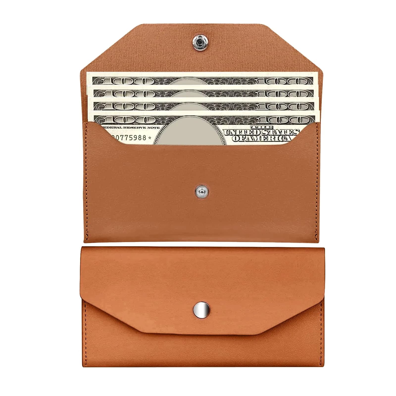 Nolcha Cash Envelope Wallet - Reusable PU Leather Budget Organizer for Men & Women | Brown