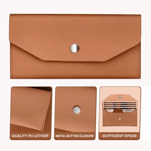 Nolcha Cash Envelope Wallet - Reusable PU Leather Budget Organizer for Men & Women | Brown thumbnail 3