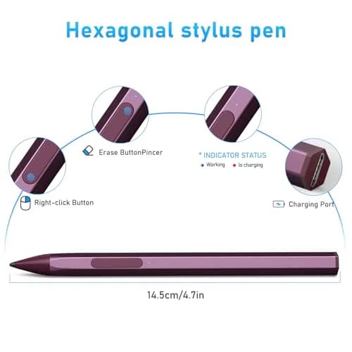 SSS·GRGB Stylus Pen for HP Envy X360 & Spectre X2 | Tilt & Pressure Sensitive, Rechargeable, Palm Rejection, Red thumbnail 8