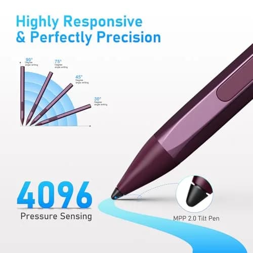 SSS·GRGB Stylus Pen for HP Envy X360 & Spectre X2 | Tilt & Pressure Sensitive, Rechargeable, Palm Rejection, Red thumbnail 3