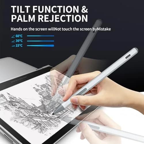 SSS·GRGB Rechargeable MPP 2.0 Stylus Pen for ASUS Laptops & Tablets, 4096 Pressure Sensitivity, Type-C Charge, Silver | Tilt Active Pen thumbnail 4