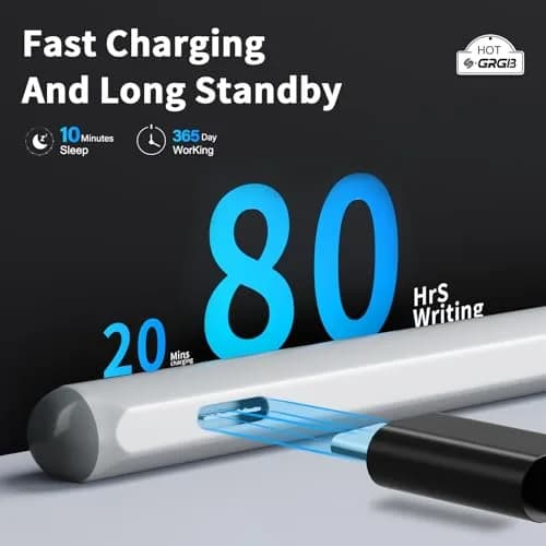 SSS·GRGB Rechargeable MPP 2.0 Stylus Pen for ASUS Laptops & Tablets, 4096 Pressure Sensitivity, Type-C Charge, Silver | Tilt Active Pen thumbnail 5
