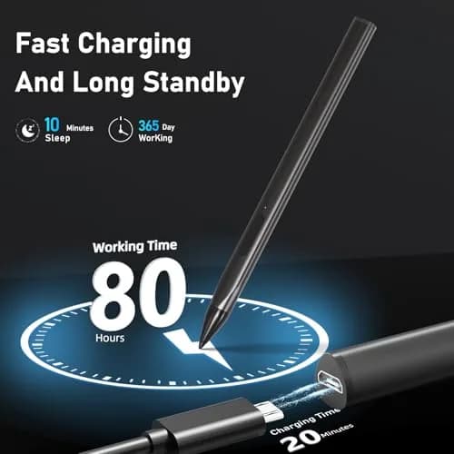 SSS·GRGB Stylus Pen for HP Envy X360 & Spectre 4096 Pressure Tilt Black | Rechargeable Active Pen with Palm Rejection thumbnail 6