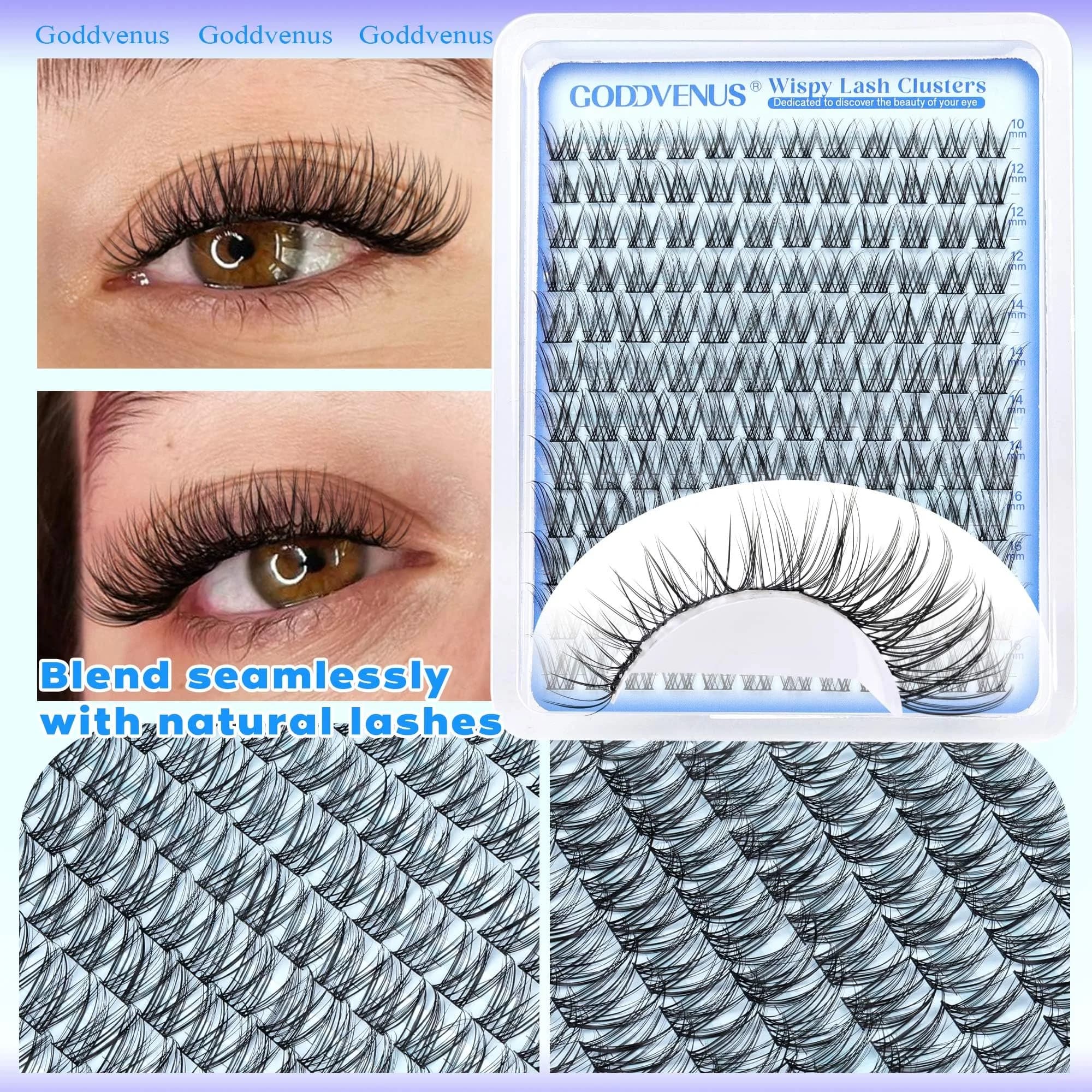 Goddvenus Wispy Lash Clusters 144pcs D Curl | Natural Individual Lashes for DIY Glamour - view 6