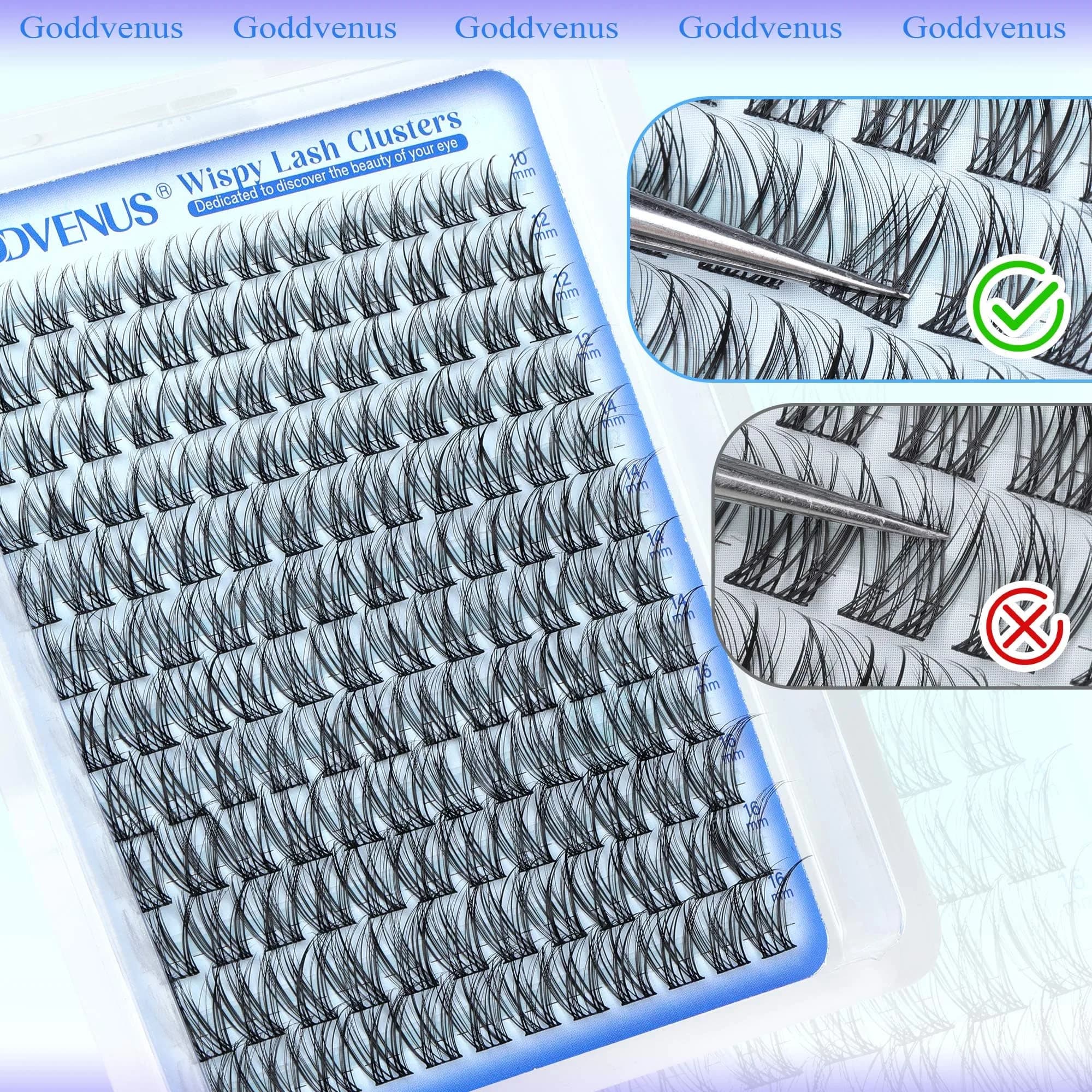 Goddvenus Wispy Lash Clusters 144pcs D Curl | Natural Individual Lashes for DIY Glamour - view 7