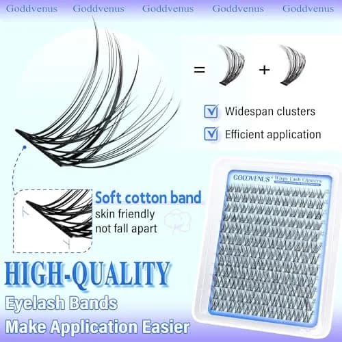 Goddvenus Wispy Lash Clusters 144pcs D Curl | Natural Individual Lashes for DIY Glamour thumbnail 3