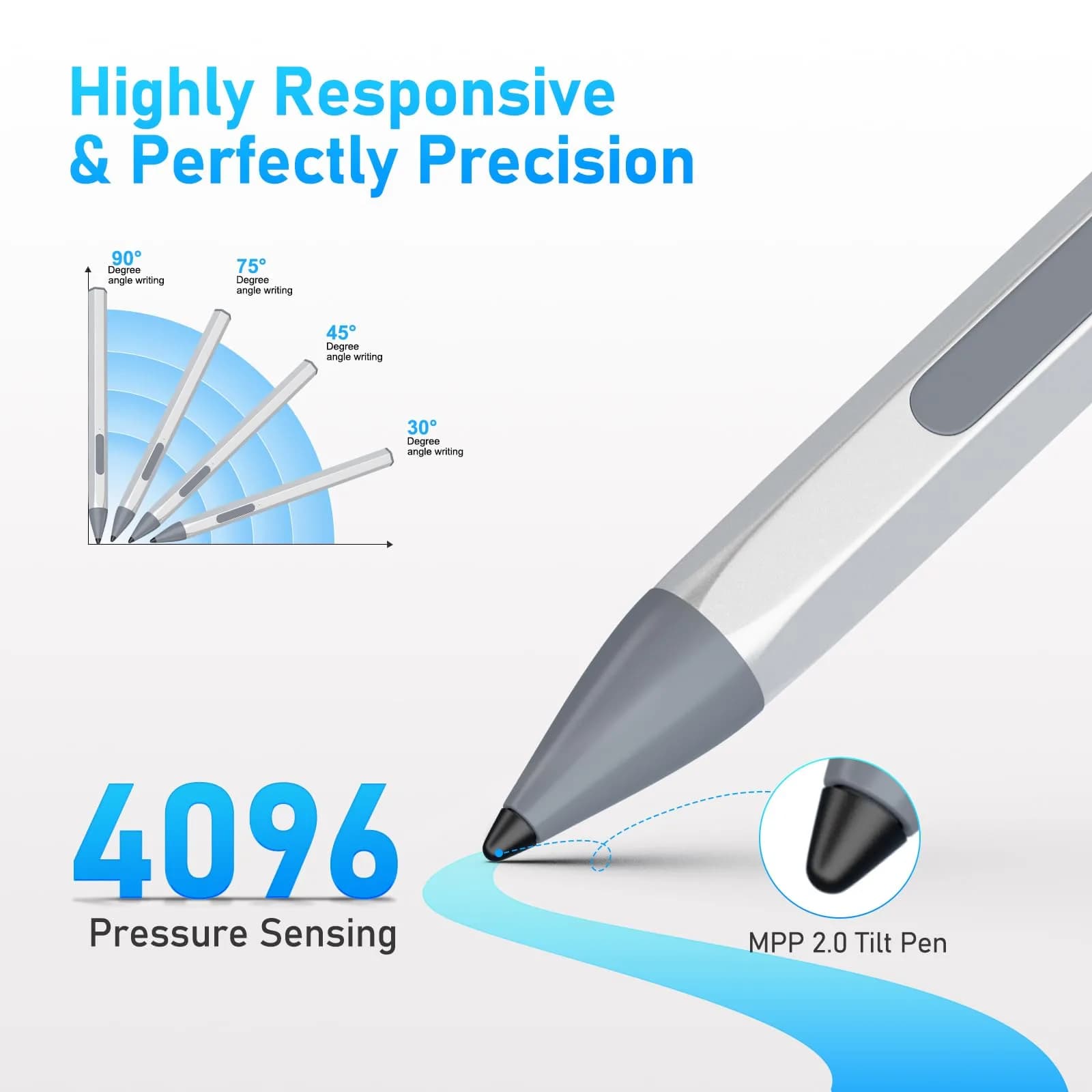 SSS·GRGB Silver Hexagon Rechargeable Stylus Pen for HP Laptops - view 3