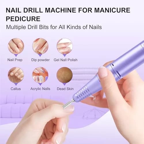 COSYGLOW Glitter Portable Cordless Nail Drill Kit | 30000 RPM E-File for Acrylic & Gel Nails thumbnail 7