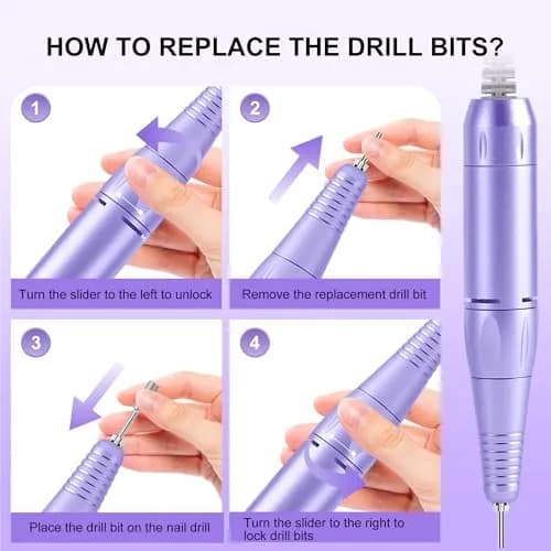 COSYGLOW Glitter Portable Cordless Nail Drill Kit | 30000 RPM E-File for Acrylic & Gel Nails thumbnail 8