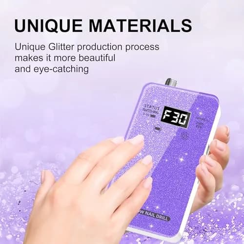 COSYGLOW Glitter Portable Cordless Nail Drill Kit | 30000 RPM E-File for Acrylic & Gel Nails thumbnail 2