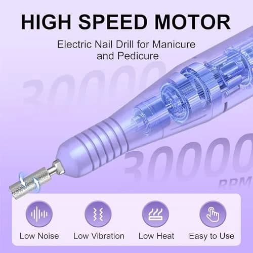 COSYGLOW Glitter Portable Cordless Nail Drill Kit | 30000 RPM E-File for Acrylic & Gel Nails thumbnail 3