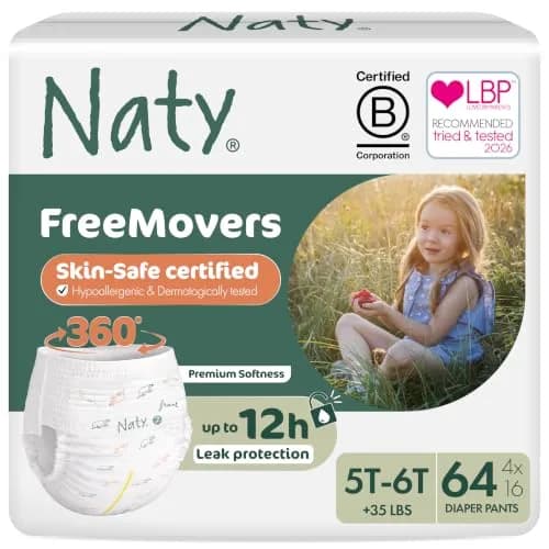 Naty FreeMovers Pull Up Training Pants Size 7 | Up to 12h Leak Protection, Hypoallergenic, 64 Count thumbnail 1