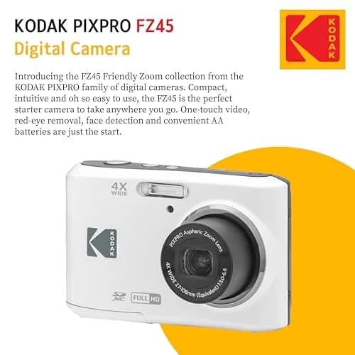 KODAK PIXPRO FZ45 16MP Digital Camera with 4X Optical Zoom 27mm Wide Angle and 2.7" LCD Screen Bundle with 32GB SD Card, AA Batteries thumbnail 4