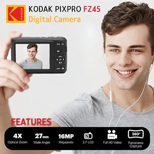 KODAK PIXPRO FZ45 16MP Digital Camera with 4X Optical Zoom 27mm Wide Angle and 2.7" LCD Screen Bundle with 32GB SD Card, AA Batteries thumbnail 5