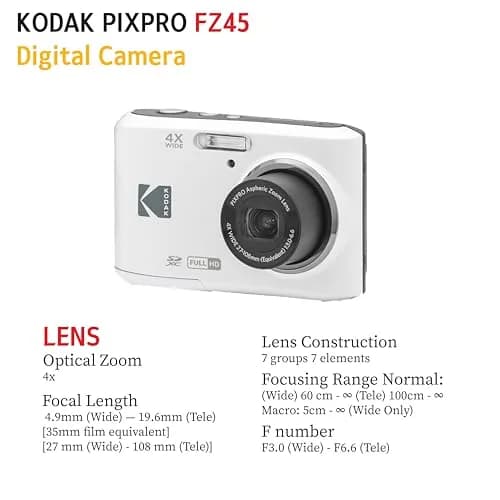 KODAK PIXPRO FZ45 16MP Digital Camera with 4X Optical Zoom 27mm Wide Angle and 2.7" LCD Screen Bundle with 32GB SD Card, AA Batteries thumbnail 6