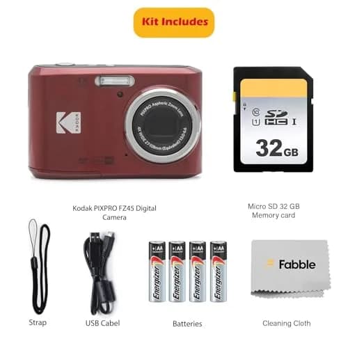 KODAK PIXPRO FZ45 16MP Digital Camera with 4X Optical Zoom 27mm Wide Angle and 2.7" LCD Screen Bundle with 32GB SD Memory Card, AA Batteries (Red) thumbnail 2