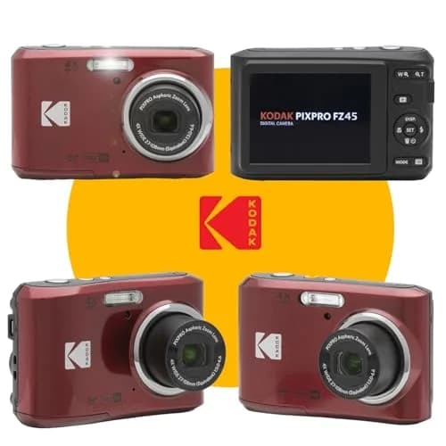 KODAK PIXPRO FZ45 16MP Digital Camera with 4X Optical Zoom 27mm Wide Angle and 2.7" LCD Screen Bundle with 32GB SD Memory Card, AA Batteries (Red) thumbnail 3