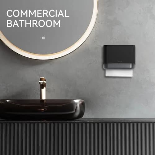 interhasa! Commercial Paper Towel Dispenser Wall Mount 10.7"L x 3.7"W x 8"H | Holds 200 towels, Lockable, Adhesive & Screws thumbnail 9