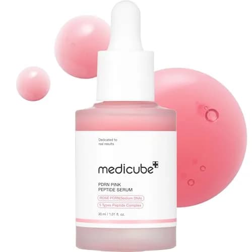 medicube PDRN Pink Peptide Serum with Rose PDRN, Vegan Glow Serum 1.01 fl oz (30 ml) | Hydrates & Firms for Luminous Skin - main product image
