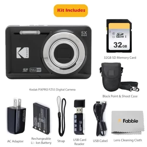 KODAK PIXPRO FZ55 16MP Digital Point & Shoot Camera | 5X Optical Zoom, 28mm Wide Angle, 1080P HD Video, Bundle with 32GB SD Card & Case thumbnail 2