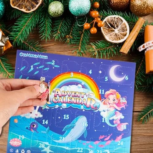 OuMuaMua Christmas Bracelets Advent Calendar 2026 for Girls | 24-Day DIY Jewelry Kit with Charms & Adjustable Chains thumbnail 3