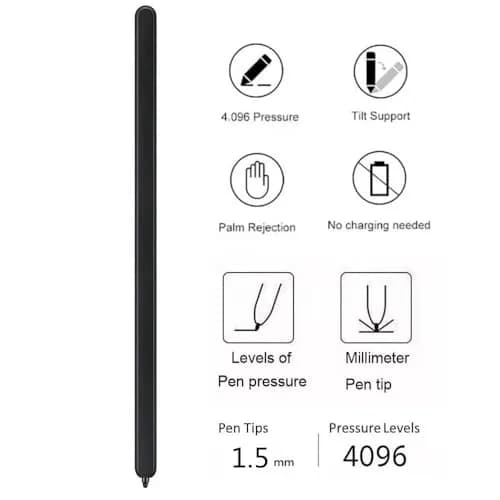 Bimahoo Black S Pen Fold Edition Stylus for Samsung Galaxy Z Fold 6/Fold 5 Phone Only with 3 Replacement Tips (4-Pack) thumbnail 2