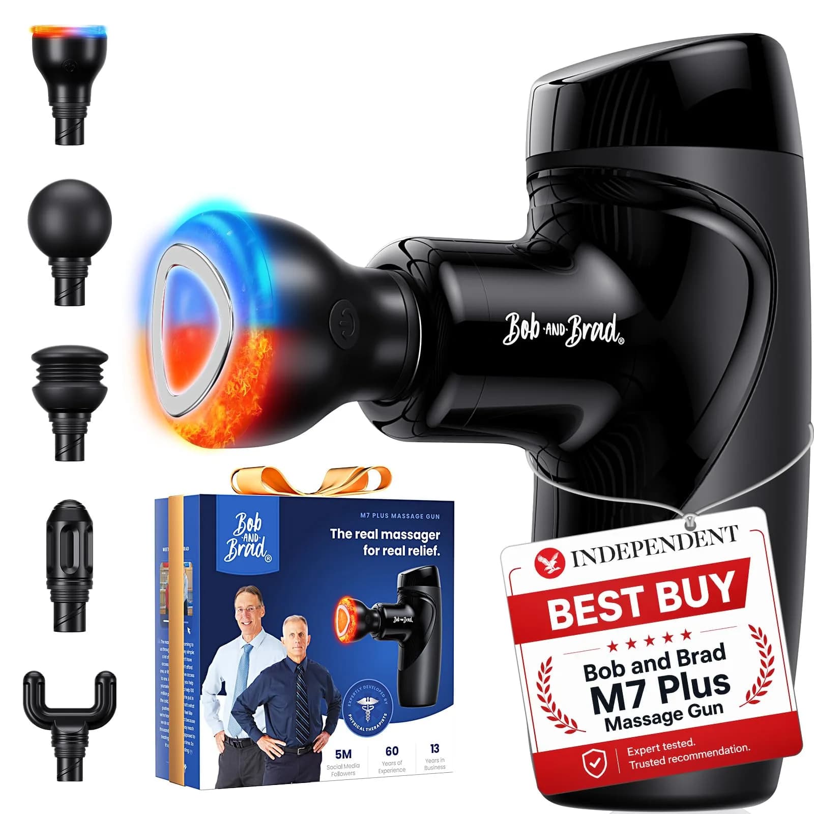 BOB AND BRAD M7 Plus Mini Massage Gun with Heat, 0.4 kg (0.88 lbs) | Dual-Action Relief for Neck & Back Stiffness - main product image