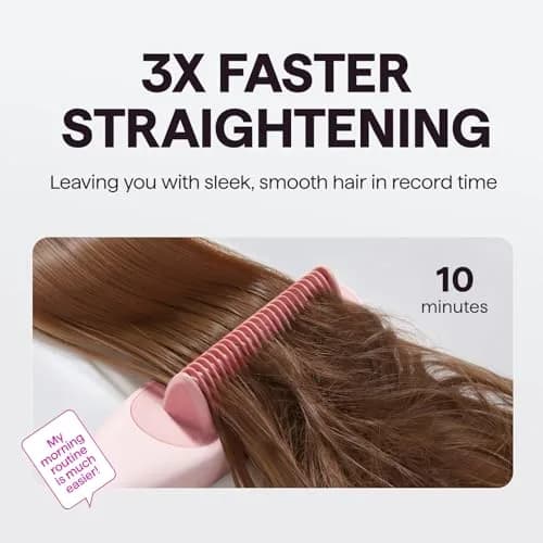 Wavytalk Pro Steam Hair Straightener Brush Pink | 200cm (6.5ft) Cord, 200°C (392°F) Max Temp thumbnail 4