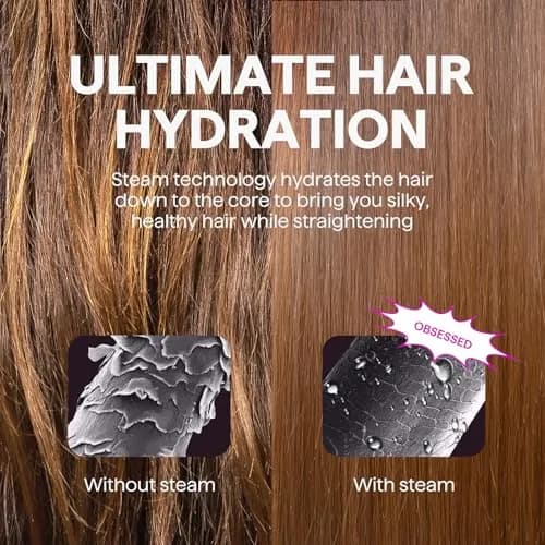 Wavytalk Pro Steam Hair Straightener Brush Pink | 200cm (6.5ft) Cord, 200°C (392°F) Max Temp thumbnail 3