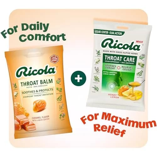 Ricola Throat Balm Caramel Flavor Herbal Throat Drops - 136 Count | Swiss Alpine Herbs & Honey Liquid Center thumbnail 5