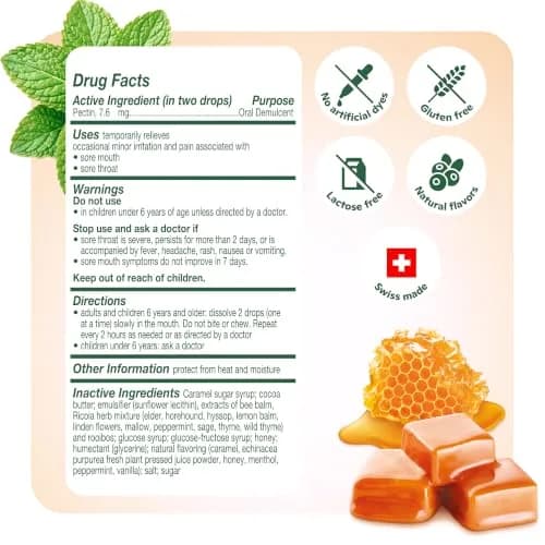 Ricola Throat Balm Caramel Flavor Herbal Throat Drops - 136 Count | Swiss Alpine Herbs & Honey Liquid Center thumbnail 6