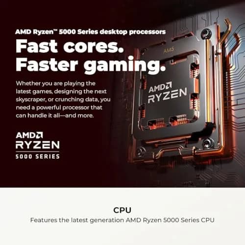 CyberpowerPC Gamer Master Gaming PC AMD Ryzen 5 5500 3.6GHz Radeon RX 6400 4GB 16GB DDR4 500GB SSD | High-Performance Desktop thumbnail 5