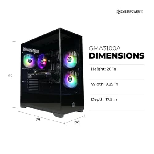 CyberpowerPC Gamer Master Gaming PC AMD Ryzen 5 5500 3.6GHz Radeon RX 6400 4GB 16GB DDR4 500GB SSD | High-Performance Desktop thumbnail 3