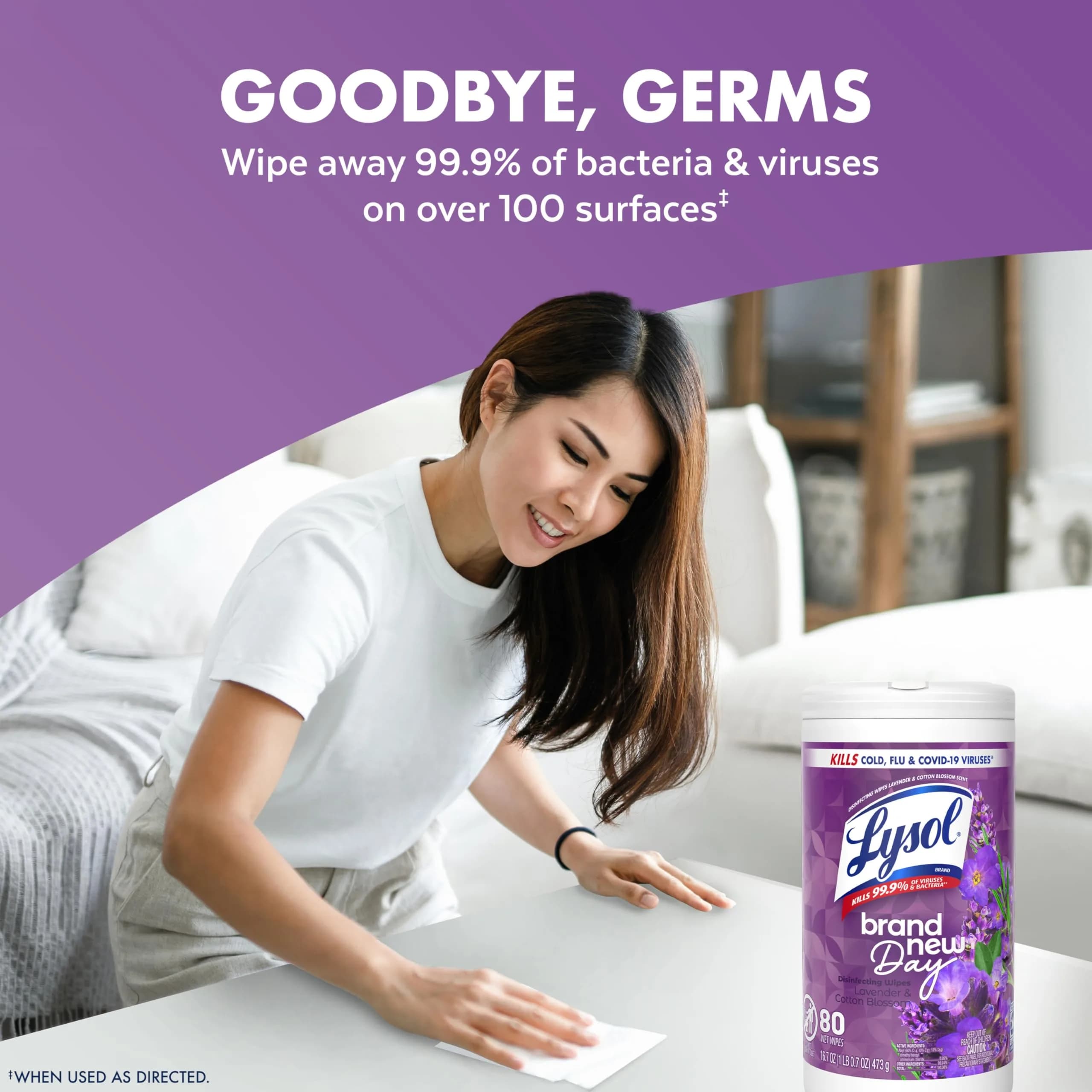 Lysol Disinfecting Wipes Multi-Surface Cleaner Lavender 80 ct | Kills 99.9% of Viruses & Bacteria - view 5