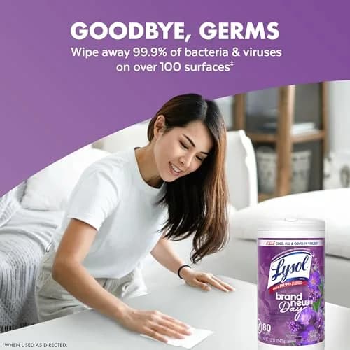 Lysol Disinfecting Wipes Multi-Surface Cleaner Lavender 80 ct | Kills 99.9% of Viruses & Bacteria thumbnail 5