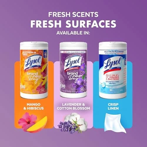 Lysol Disinfecting Wipes Multi-Surface Cleaner Lavender 80 ct | Kills 99.9% of Viruses & Bacteria thumbnail 8