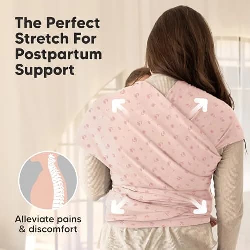 KeaBabies Original Baby Wrap Carrier Pink Daisies | Ergonomic, IHDI Certified, Breathable Fabric thumbnail 5