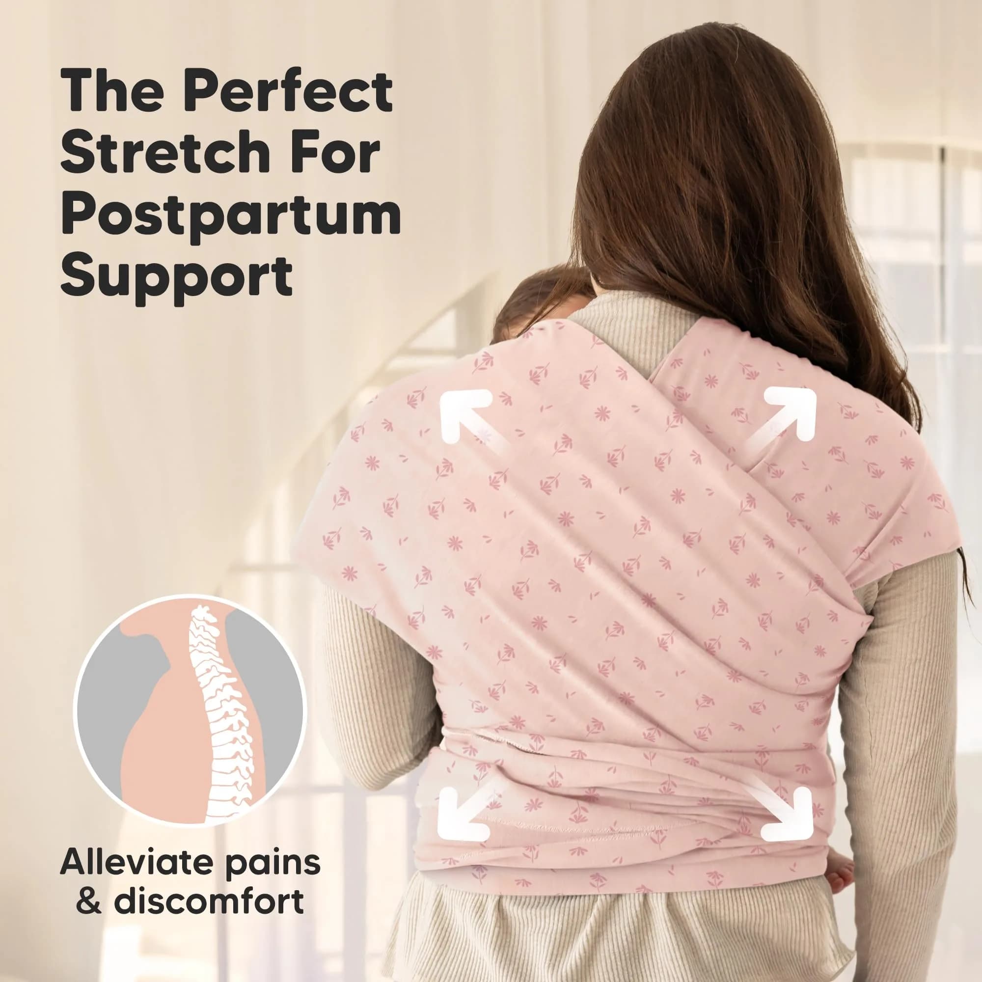 KeaBabies Original Baby Wrap Carrier Pink Daisies | Ergonomic, IHDI Certified, Breathable Fabric - view 5